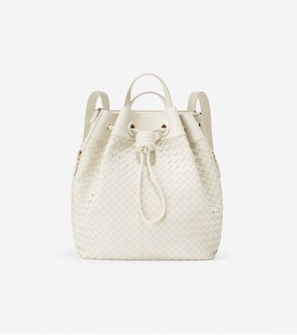 Woven Drawstring Backpack Ivory
