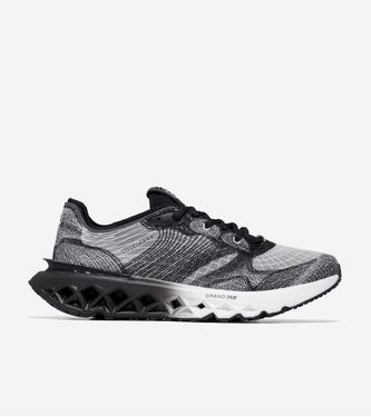 5.ZERØGRAND Embrostitch Running Shoe Black-Gray Pinstripe-Optic White