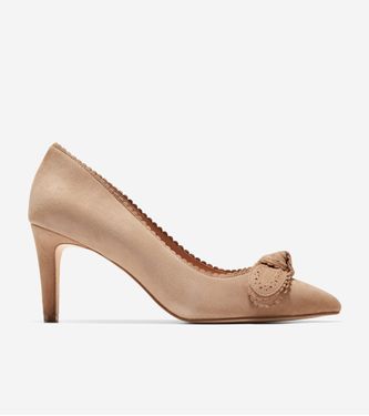 Bellport Bow Pump 75 Blush Tan Suede