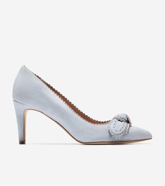 Bellport Bow Pump 75 Heather Blue Suede