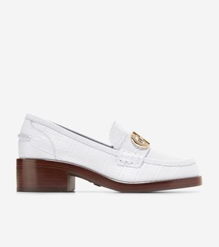 Charlsie Loafer White Croc Leather