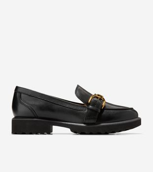 Giana Buckle Loafer Black Leather