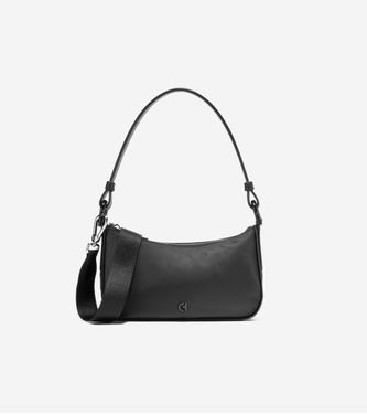 Convertible Nylon Shoulder Bag Black Solid
