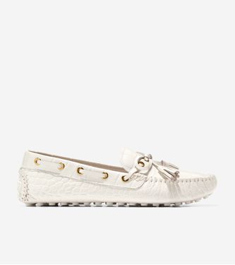 Gisella Drivers Ivory Croc Leather