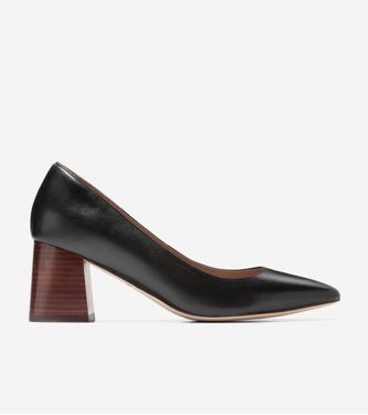 Cassandra Block Pump Black Leather Brown