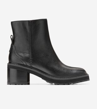 Gillian Lug Bootie Black Leather Waterproof