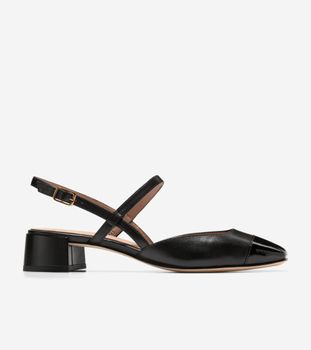 Pella Block Heel Slingback Black Patent