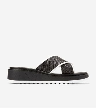 Grandprø Daylin Slides Black Raffia-White