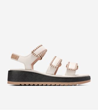Grandprø Daylin Wedge Triple Strap Sandals Ivory-Tuscan Sand-Black